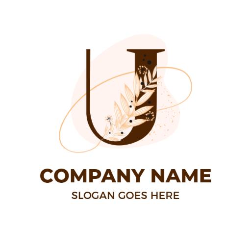 Elegant U Letter Design Featuring Natural Floral Elements Logo Template