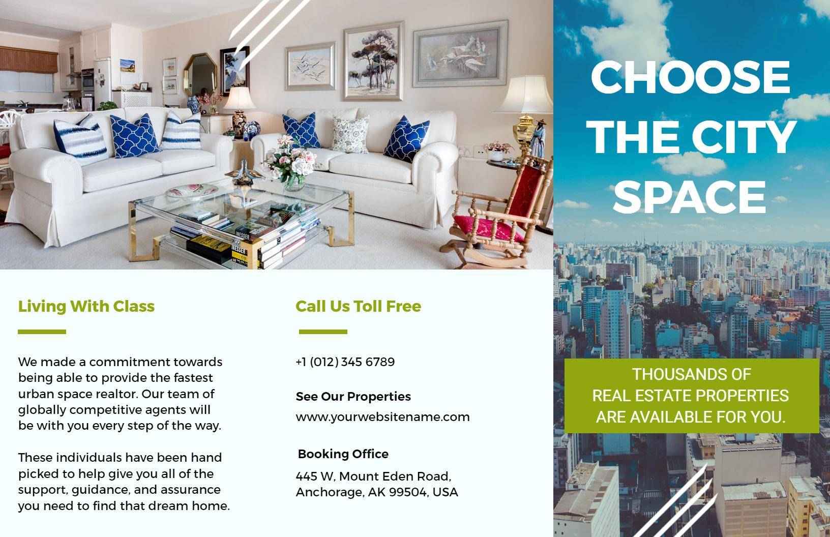 Elegant Urban Real Estate Living Space Showcase Brochure Template