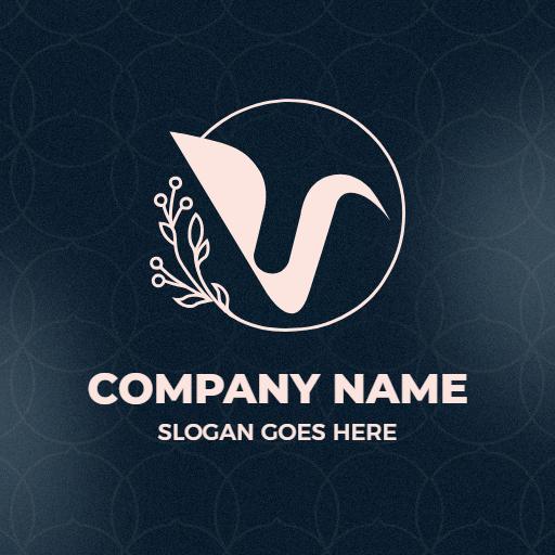 Elegant V Letter Design with Floral Elements Logo Template