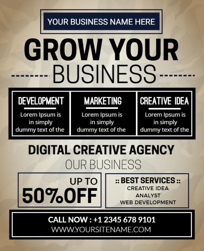 Elegant Vintage Creative Agency Business Growth Poster Template