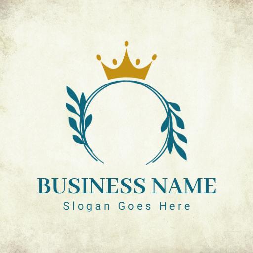 Elegant Vintage Crown Design with Leaf Motif Logo Template