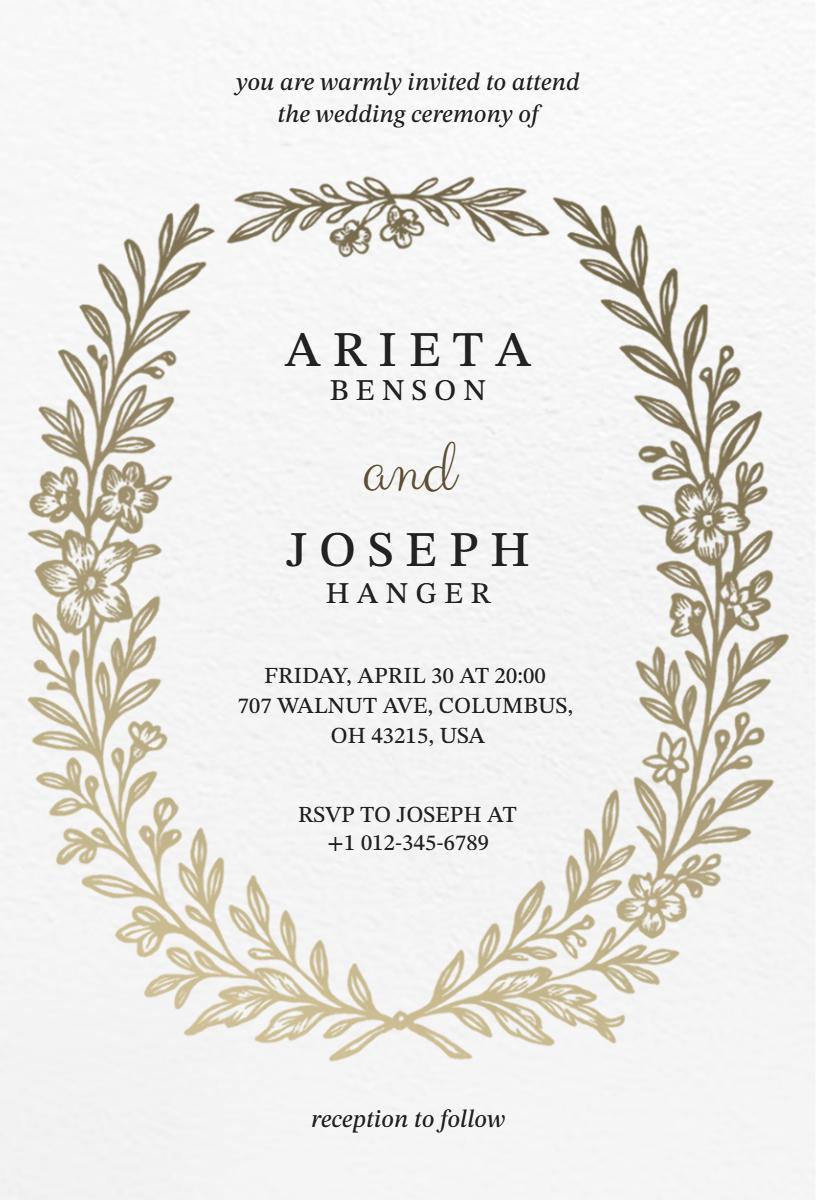 Elegant Vintage Floral Wedding Ceremony Invitation Template