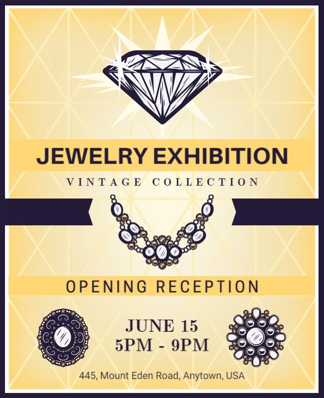 Elegant Vintage Jewelry Exhibition Opening Reception Poster Template