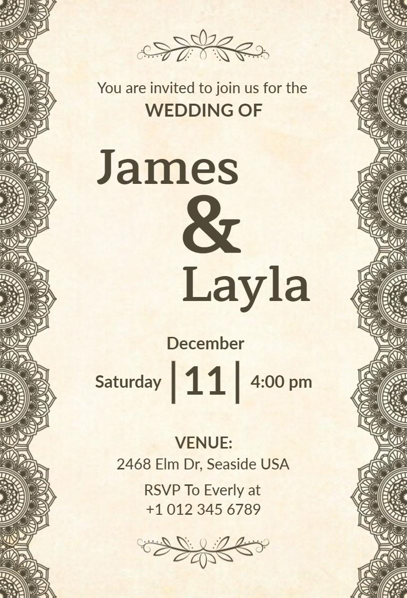 Elegant Vintage Lace Wedding Celebration Invitation Template