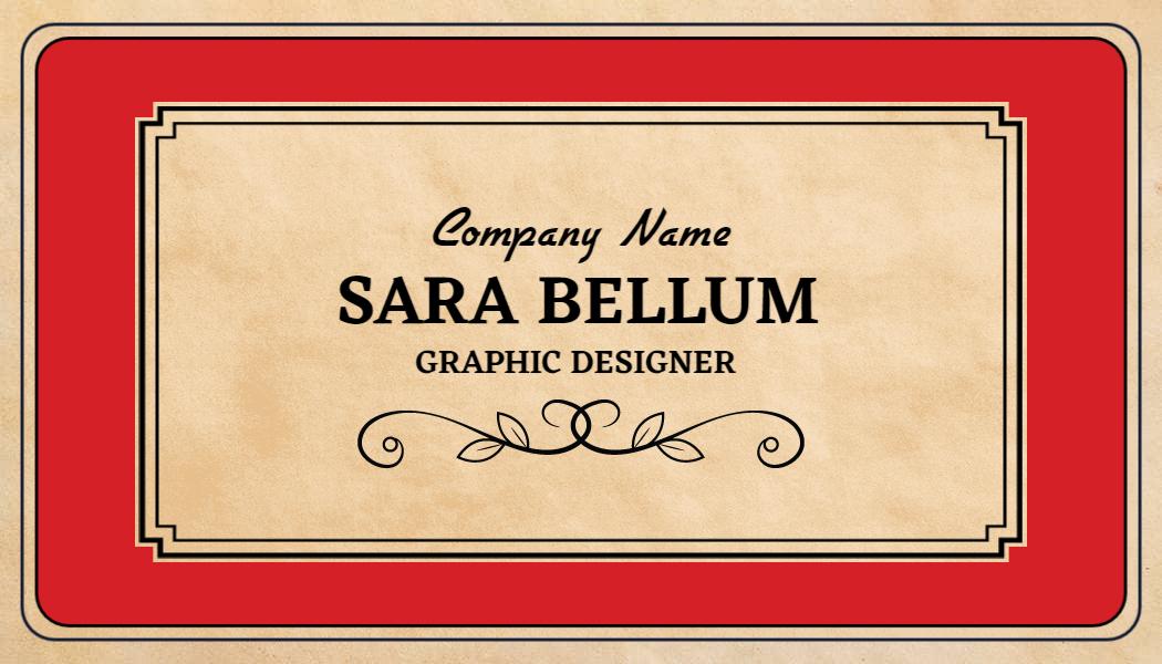 Elegant Vintage Red Graphic Designer Business Card Template