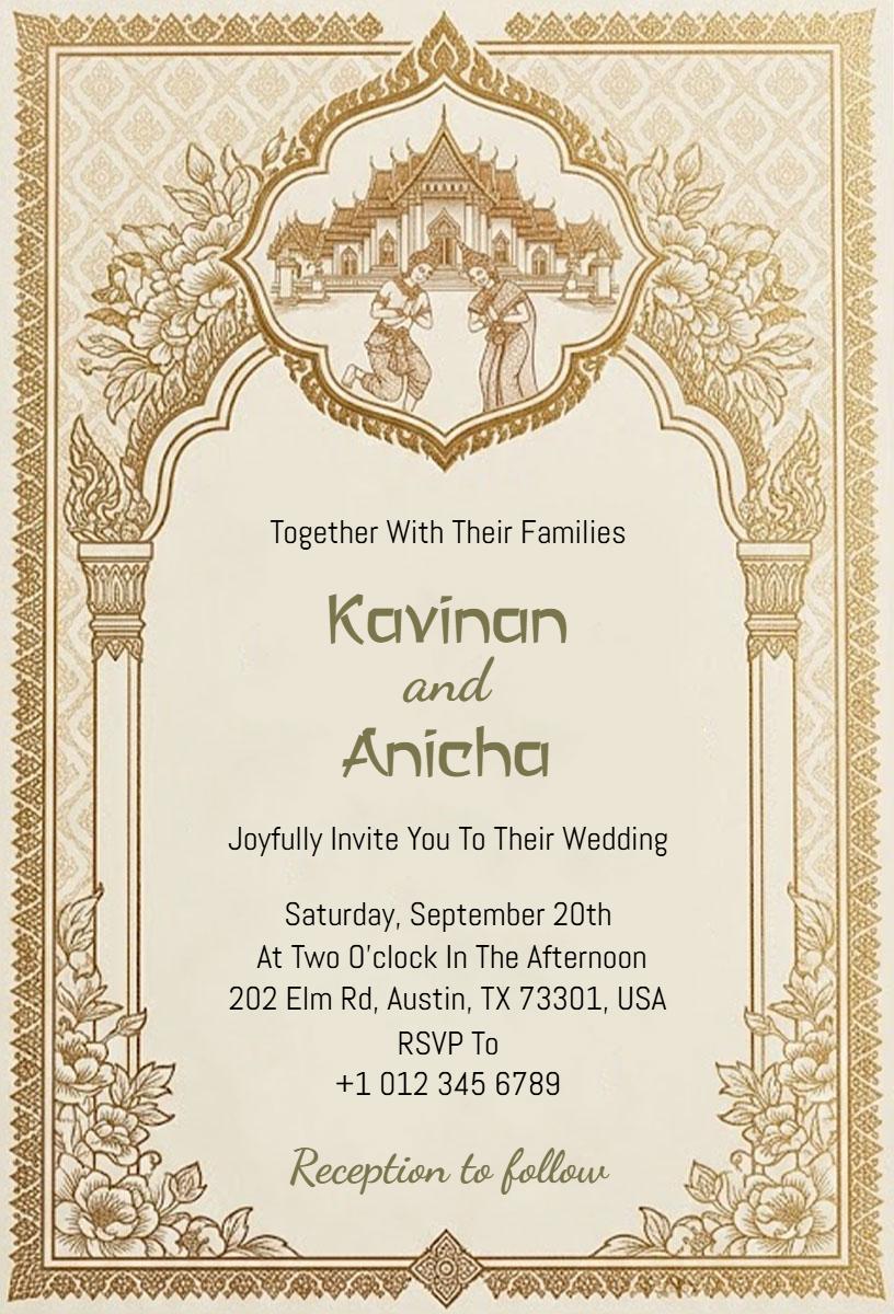Elegant Vintage Themed Wedding Celebration Invitation Template