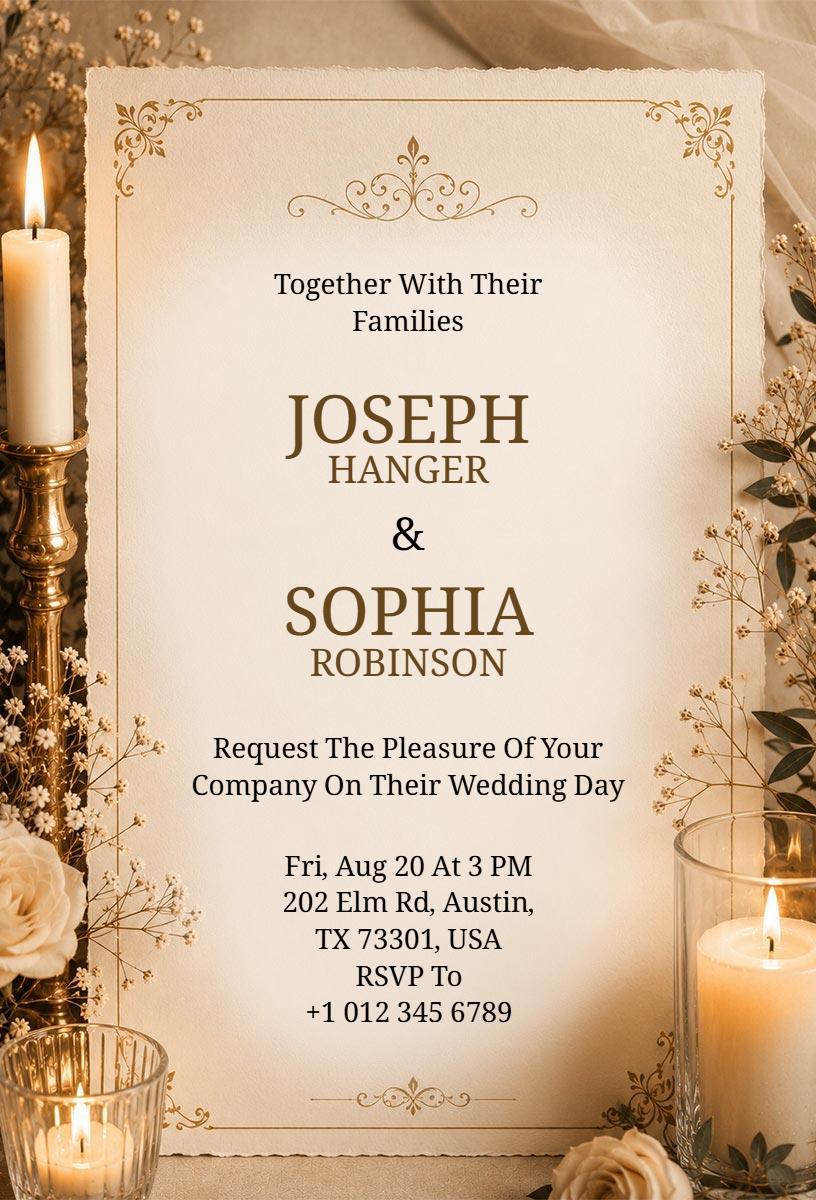 Elegant Vintage Wedding Celebration Ceremony Invitation Template