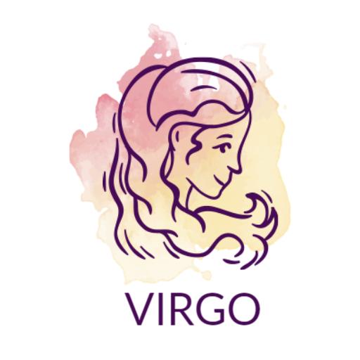 Elegant Virgo Zodiac Sign with Soft Watercolor Background Logo Template