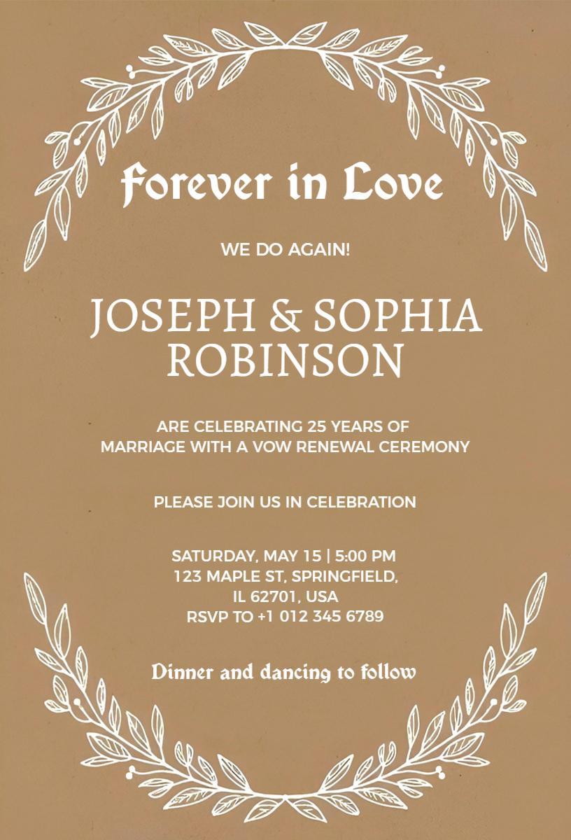Elegant Vow Renewal Celebration Wedding Invitation Template