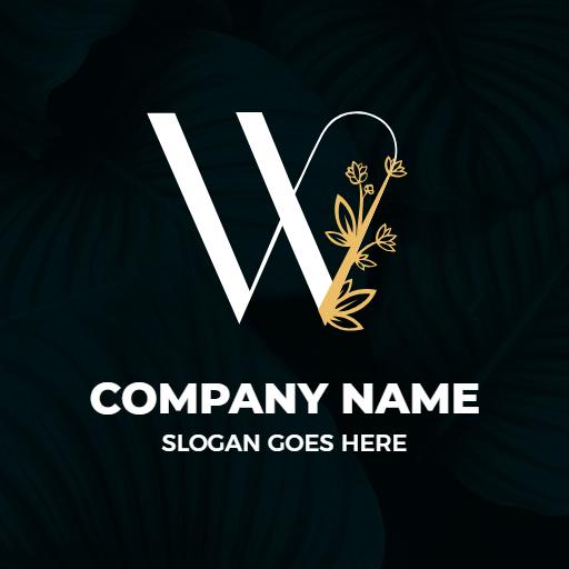 Elegant W Letter Design with Artistic Floral Elements Logo Template