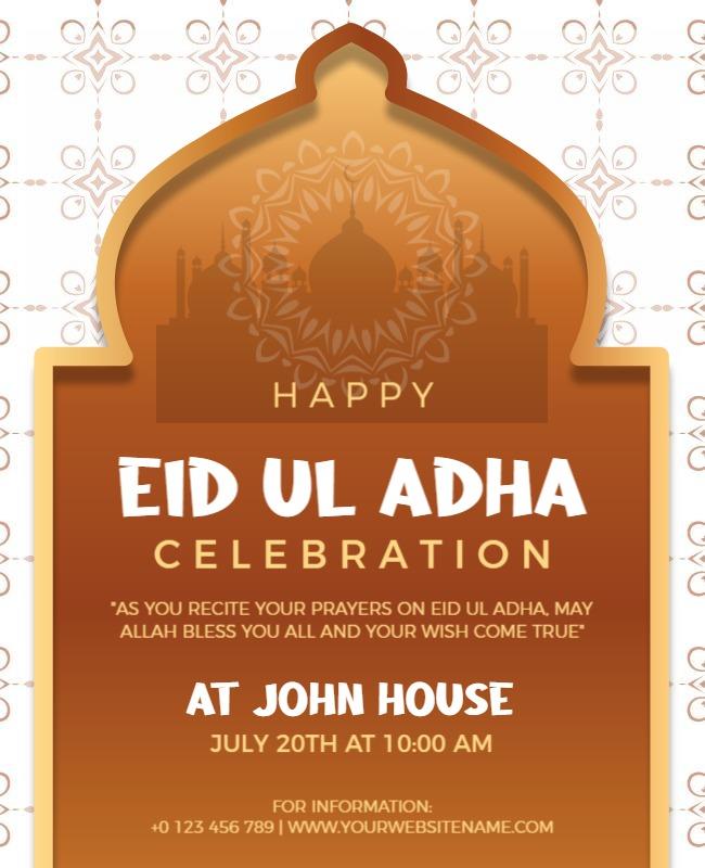 Elegant Warm Eid al-Adha Celebration Invitation Flyer Template