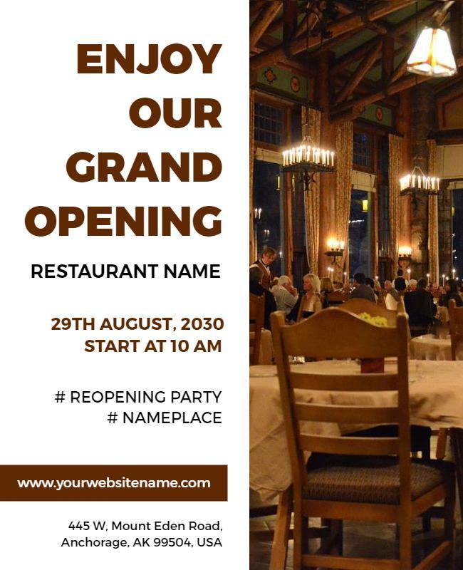 Elegant Warm Restaurant Grand Opening Celebration Poster Template
