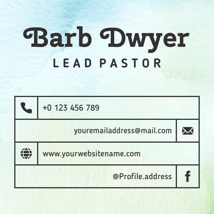 Elegant Watercolor Church Service Information Business Card Template