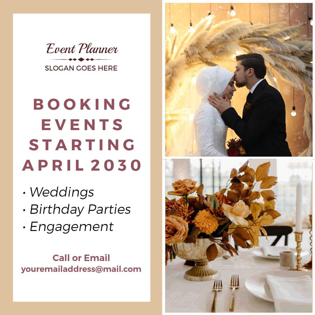 Elegant Wedding and Birthday Party Planning Events Ad Template