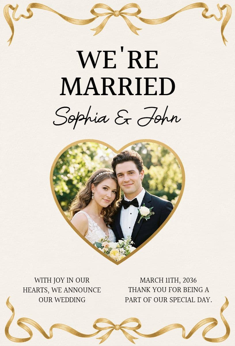 Elegant Wedding Celebration Announcement Template
