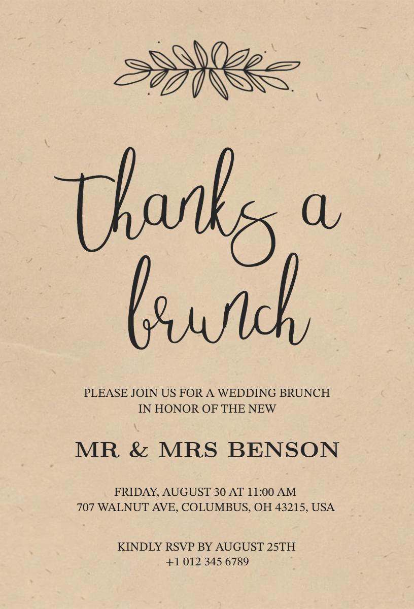 Elegant Wedding Celebration Brunch Invitation Template