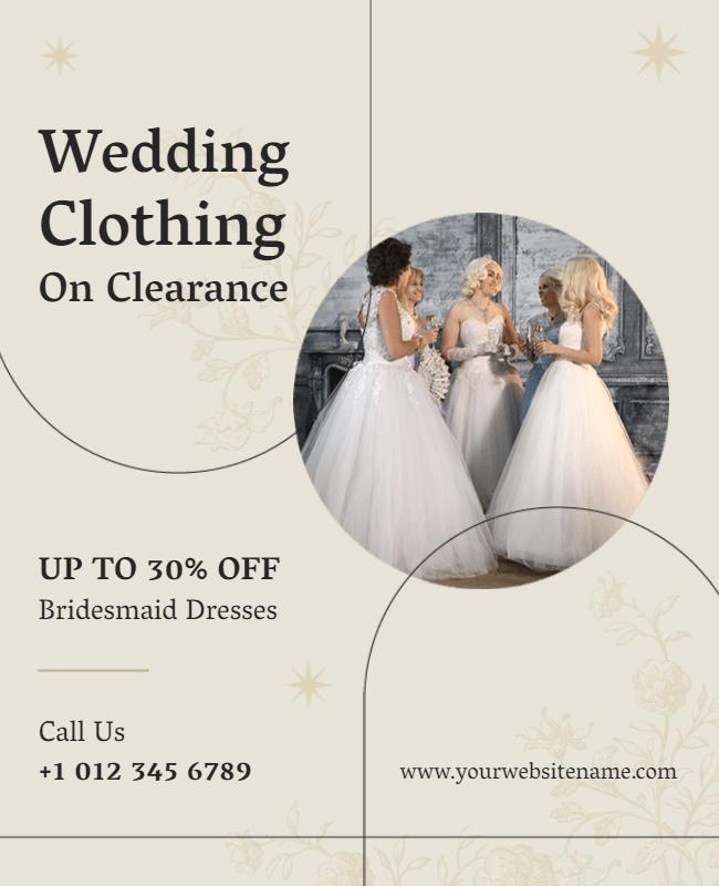 Elegant Wedding Clothing Clearance for Bridesmaid Dresses Poster Template