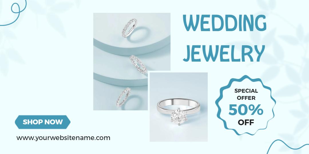 Elegant Wedding Jewelry with Soft Blue Background Tarpaulin Template