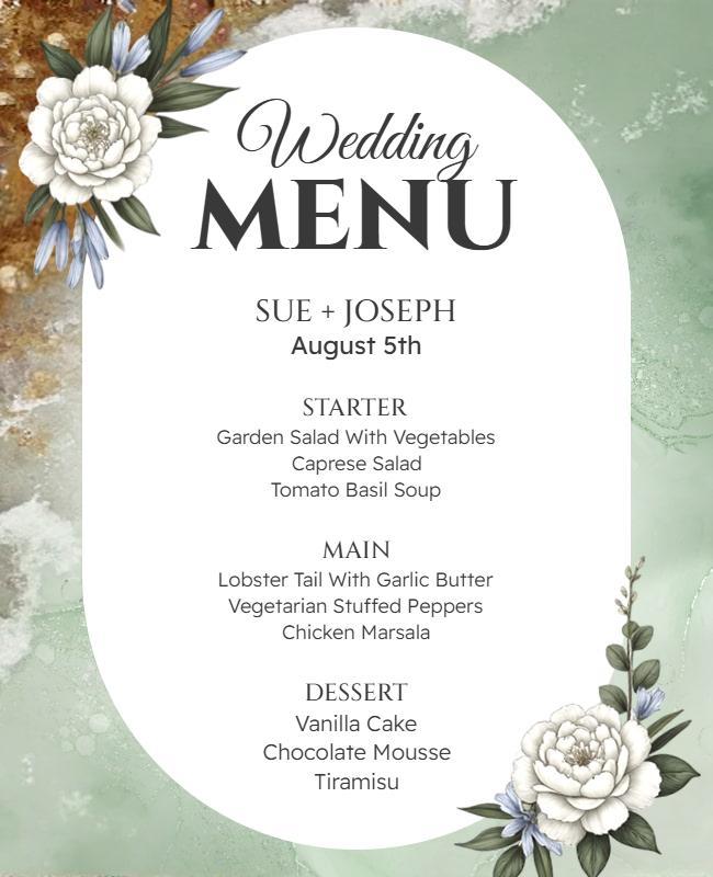 Elegant Wedding Menu Flyer Template