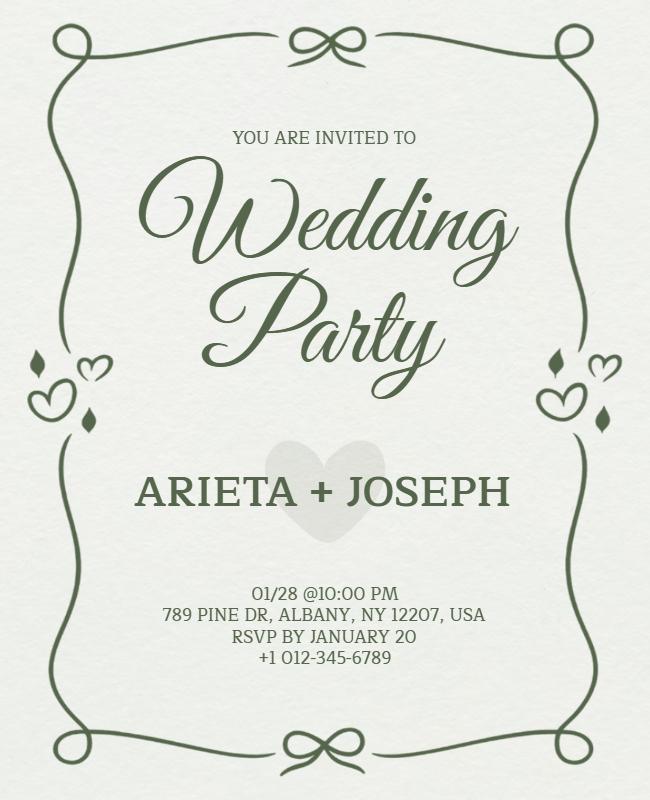 Elegant Wedding Party Invitation Flyer Template