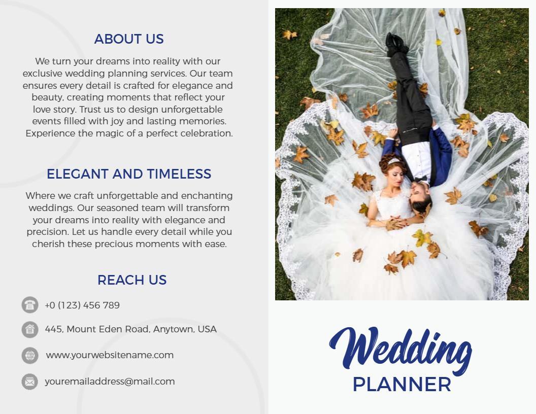 Elegant Wedding Planner Dream Events and Celebrations Brochure Template