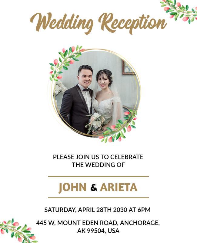 Elegant Wedding Reception Invitation Flyer Template