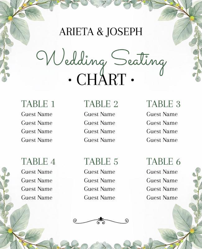 Elegant Wedding Seating Chart Flyer Template