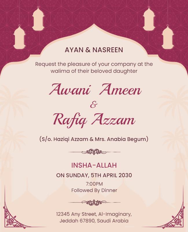 Elegant Wedding Walima Invitation Flyer Template