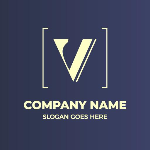 Elegant White and Dark Blue V Letter Design Logo Template