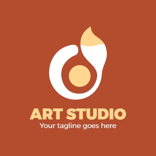 Elegant White and Earthy Orange Artistic Expression Logo Template