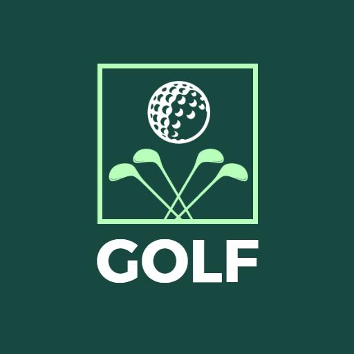 Elegant White and Green Golf Design with Golf Equipment Logo Template