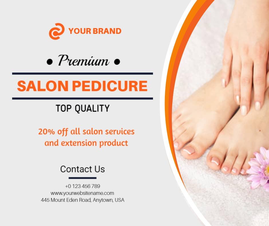 Elegant White and Orange Salon Pedicure Promotion Ad Template