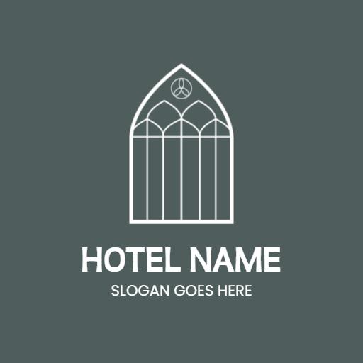 Elegant White Arched Window Design for Hotel Branding Logo Template