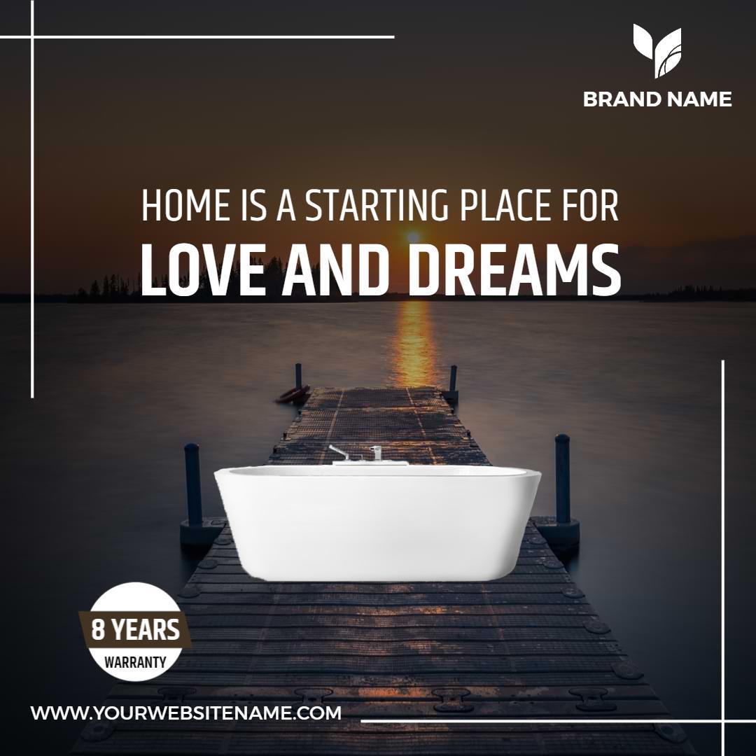 Elegant White Bathtub Advertisement with Inspirational Quote Ad Template