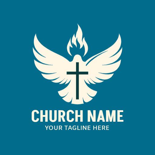 Elegant White Dove with Flame Symbolizing Faith in Church Logo Template
