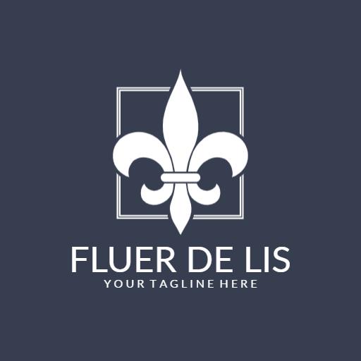Elegant White Fleur De Lis Design on Dark Background Logo Template