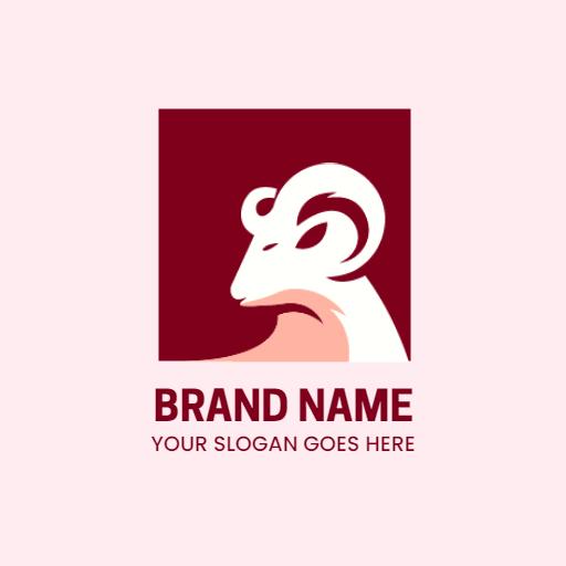 Elegant White Goat Design on Soft Pink Background Logo Template