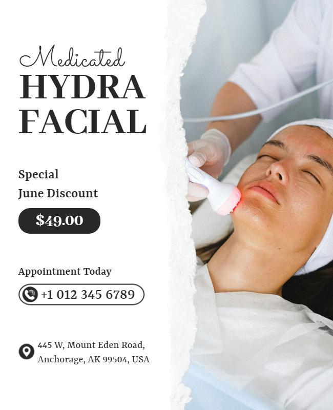 Elegant White Medicated Hydra Facial Special Poster Template
