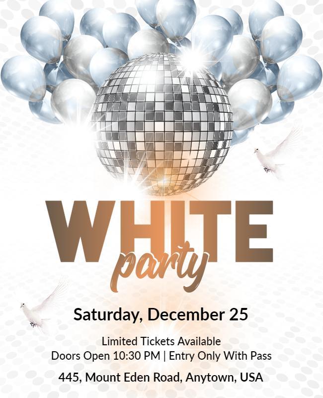 Elegant White Party Event Flyer Template