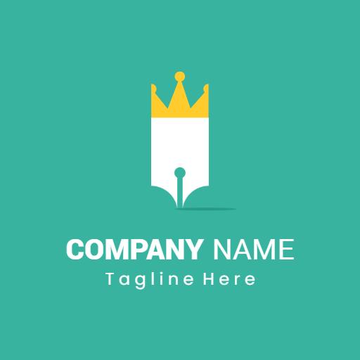 Elegant White Pen Design with Yellow Crown for Company Logo Template