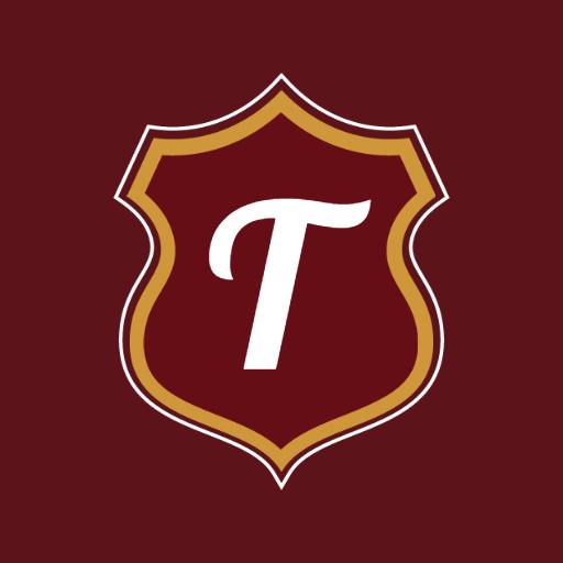 Elegant White T Letter Inside a Shield With Dark Red Background Logo Template