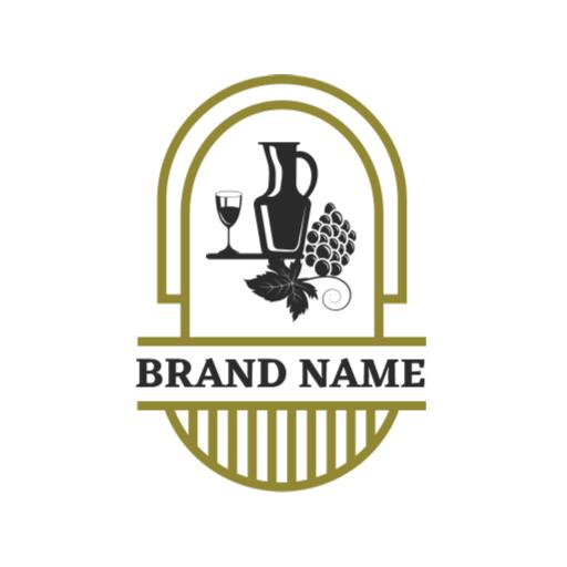 Elegant Wine Bar Design Featuring Grapes and Glass Logo Template
