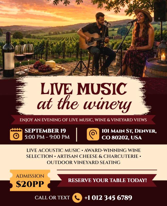 Elegant Winery Live Music Event Flyer Template