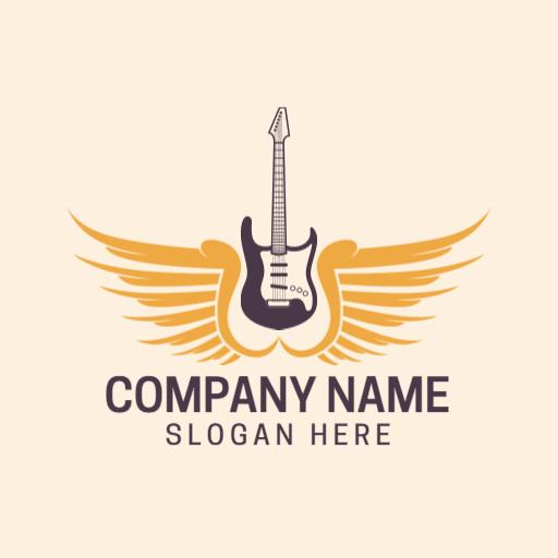 Elegant Winged Guitar Design Representing Musical Style Logo Template