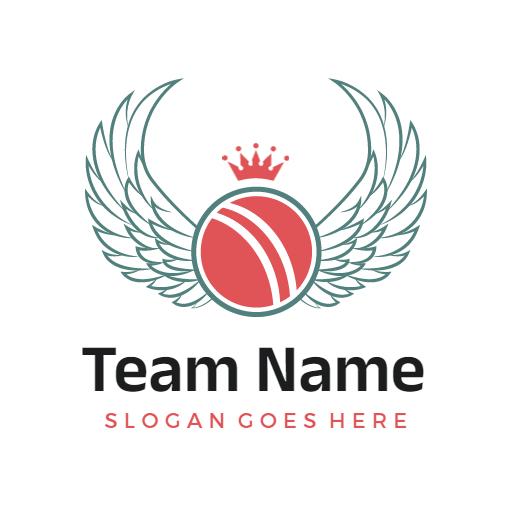 Elegant Winged Red Cricket Ball Emblem for Team Logo Template