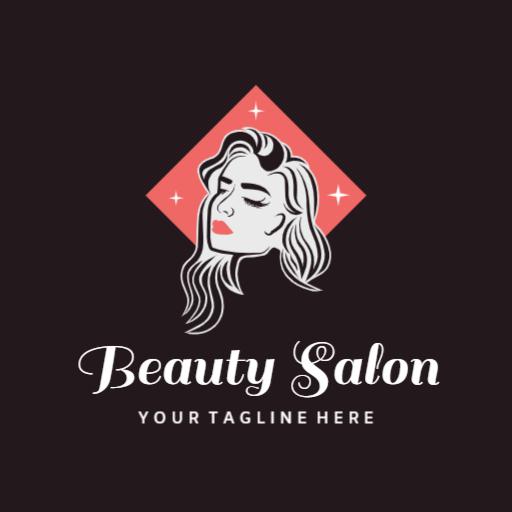 Elegant Woman with Stylish Hair Design for Beauty Salon Logo Template