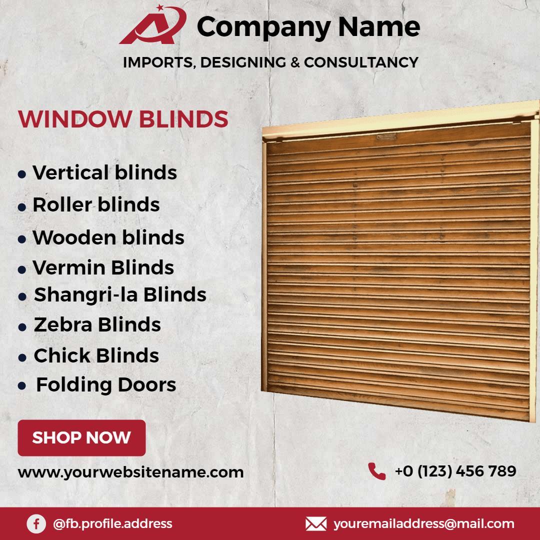 Elegant Wooden and Vertical Blinds Selection for Business Ad Template