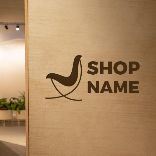 Elegant Wooden Shop Mockup Showcasing Modern Design Logo Template