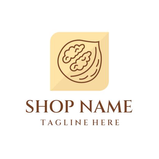 Elegant Yellow Walnut Design Promoting Healthy Snacking Logo Template