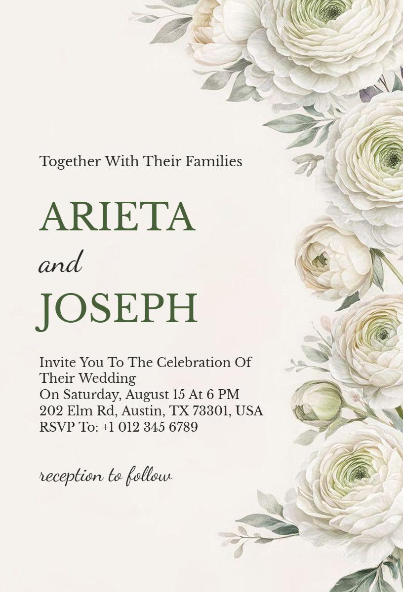 Elegantly Floral Wedding Celebration Invitation Template